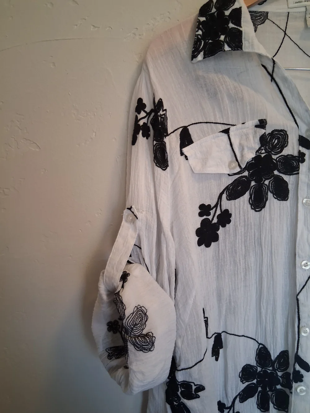 Lauren Michelle 100% Cotton Floral Button Down Gauze/ Lightweight Size XL - Picture 4 of 11
